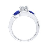 Shah Luxury 14K White Gold Round Diamond and Sapphire Engagement Ring (Semi-Mount) photo 4