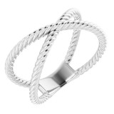 14K White Criss-Cross Rope Ring photo