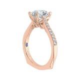 Shah Luxury 14K Rose Gold Round Cut Diamond Solitaire with Accents Engagement Ring (Semi-Mount) photo 2
