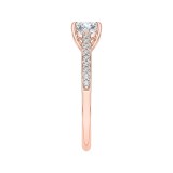 Shah Luxury 14K Rose Gold Round Cut Diamond Solitaire with Accents Engagement Ring (Semi-Mount) photo 3