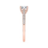 Shah Luxury 14K Rose Gold Round Cut Diamond Solitaire with Accents Engagement Ring (Semi-Mount) photo 3