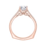 Shah Luxury 14K Rose Gold Round Cut Diamond Solitaire with Accents Engagement Ring (Semi-Mount) photo 4