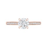 Shah Luxury 14K Rose Gold Round Cut Diamond Solitaire with Accents Engagement Ring (Semi-Mount) photo