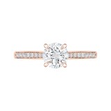 Shah Luxury 14K Rose Gold Round Cut Diamond Solitaire with Accents Engagement Ring (Semi-Mount) photo