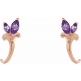 14K Rose Amethyst Floral-Inspired J-Hoop Earrings photo 2