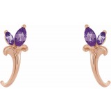 14K Rose Amethyst Floral-Inspired J-Hoop Earrings photo 2