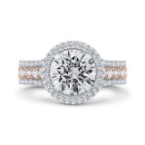 Shah Luxury 14K Two-Tone Gold Round Diamond Double Halo Engagement Ring (Semi-Mount) photo