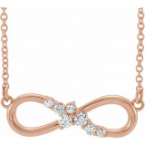 14K Rose 1/8 CTW Diamond Infinity-Inspired Bar 18 Necklace photo