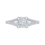 Shah Luxury 14K White Gold Split Shank Princess Cut Diamond Engagement Ring (Semi-Mount) photo
