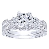 Gabriel & Co. 14k White Gold Contemporary Curved Wedding Band photo 4