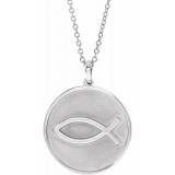 14K White 20.3x18.4 mm Ichthus (Fish) 16-18 Necklace photo