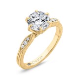 Shah Luxury 14K Yellow Gold Round Cut Diamond Engagement Ring (Semi-Mount) photo 2