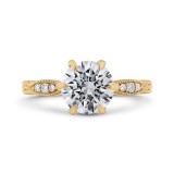 Shah Luxury 14K Yellow Gold Round Cut Diamond Engagement Ring (Semi-Mount) photo