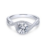 Gabriel & Co. 14k White Gold Contemporary Twisted Engagement Ring photo
