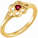 14K Yellow Mozambique Garnet Youth Flower Ring photo