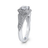Shah Luxury 14K White Gold Round Diamond Floral Halo Engagement Ring with Split Shank (Semi-Mount) photo 3