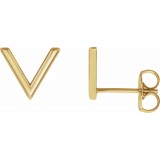 14K Yellow V Earrings photo