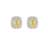 Henri Daussi Yellow Platinum Diamond Stud Earrings photo