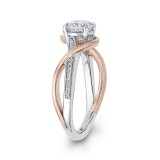 Shah Luxury 14K Two-Tone Gold Round Diamond Engagement Ring with Split Shank (Semi-Mount) photo 3