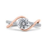 Shah Luxury 14K Two-Tone Gold Round Diamond Engagement Ring with Split Shank (Semi-Mount) photo