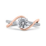 Shah Luxury 14K Two-Tone Gold Round Diamond Engagement Ring with Split Shank (Semi-Mount) photo