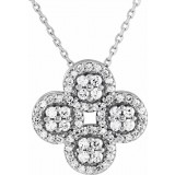 14K White 1/2 CTW Diamond Clover 18 Necklace photo