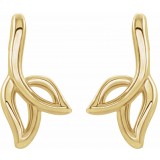 14K Yellow Freeform Leaf Earrings photo 2