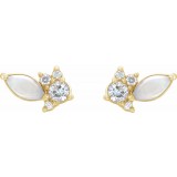 14K Yellow Australian Opal & 1/6 CTW Diamond Cluster Earrings photo 2