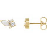 14K Yellow Australian Opal & 1/6 CTW Diamond Cluster Earrings photo