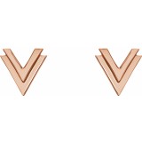14K Rose 8 mm Double V Earrings photo 2