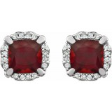 14K White Mozambique Garnet & 1/10 CTW Diamond Earrings photo 2