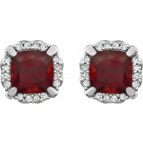 14K White Mozambique Garnet & 1/10 CTW Diamond Earrings photo 2