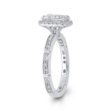 Shah Luxury Platinum Emerald Cut Diamond Halo Engagement Ring (Semi-Mount) photo 3