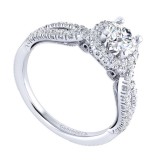 Gabriel & Co. 14k White Gold Victorian Halo Engagement Ring photo 3