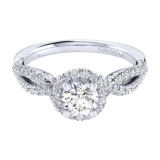 Gabriel & Co. 14k White Gold Victorian Halo Engagement Ring photo