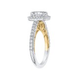 Shah Luxury 14K Two-Tone Gold Emerald Diamond Halo Engagement Ring (Semi-Mount) photo 3