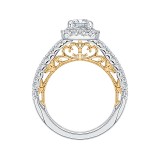 Shah Luxury 14K Two-Tone Gold Emerald Diamond Halo Engagement Ring (Semi-Mount) photo 4