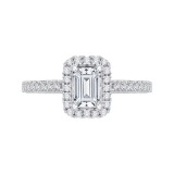 Shah Luxury 14K Two-Tone Gold Emerald Diamond Halo Engagement Ring (Semi-Mount) photo