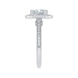 Shah Luxury 14K White Gold Emerald Diamond Halo Engagement Ring (Semi-Mount) photo 2