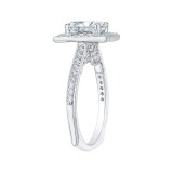 Shah Luxury 14K White Gold Emerald Diamond Halo Engagement Ring (Semi-Mount) photo 3