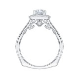Shah Luxury 14K White Gold Emerald Diamond Halo Engagement Ring (Semi-Mount) photo 4