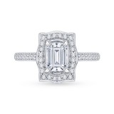 Shah Luxury 14K White Gold Emerald Diamond Halo Engagement Ring (Semi-Mount) photo