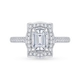 Shah Luxury 14K White Gold Emerald Diamond Halo Engagement Ring (Semi-Mount) photo