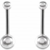 14K White Bar & Ball Earrings photo 2