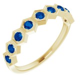 14K Yellow Blue Sapphire Stackable Ring photo