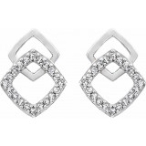 14K White 1/10 CTW Diamond Geometric Earrings photo 2