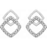 14K White 1/10 CTW Diamond Geometric Earrings photo 2