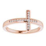 14K Rose 1/10 CTW Diamond Sideways Cross Ring photo 3