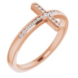 14K Rose 1/10 CTW Diamond Sideways Cross Ring photo