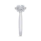 Shah Luxury 14K White Gold Round Cut Diamond Three-Stone Halo Engagement Ring (Semi-Mount) photo 3